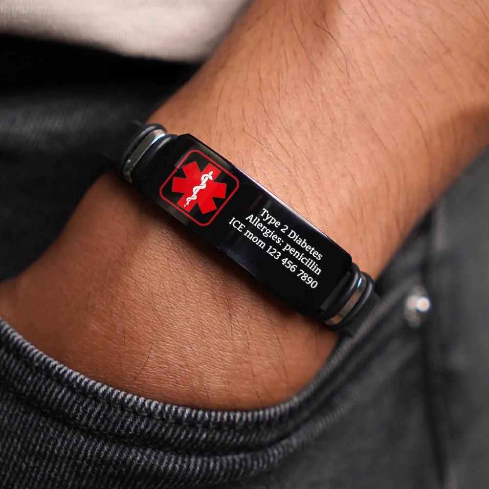 Emergency Medical Alert Band - Personalized Wristband Bracelet - MyPhotoSocksAu