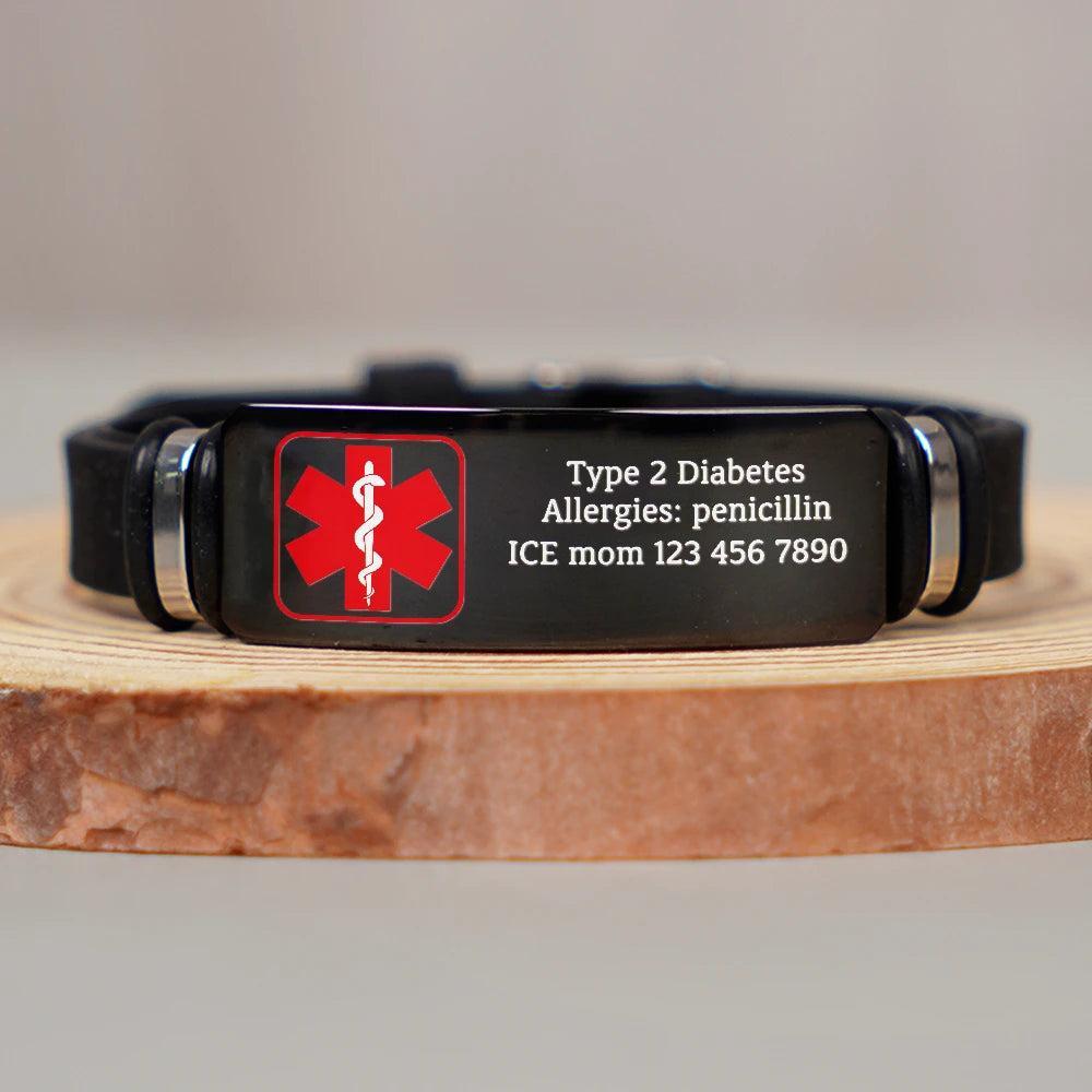 Emergency Medical Alert Band - Personalized Wristband Bracelet - MyPhotoSocksAu
