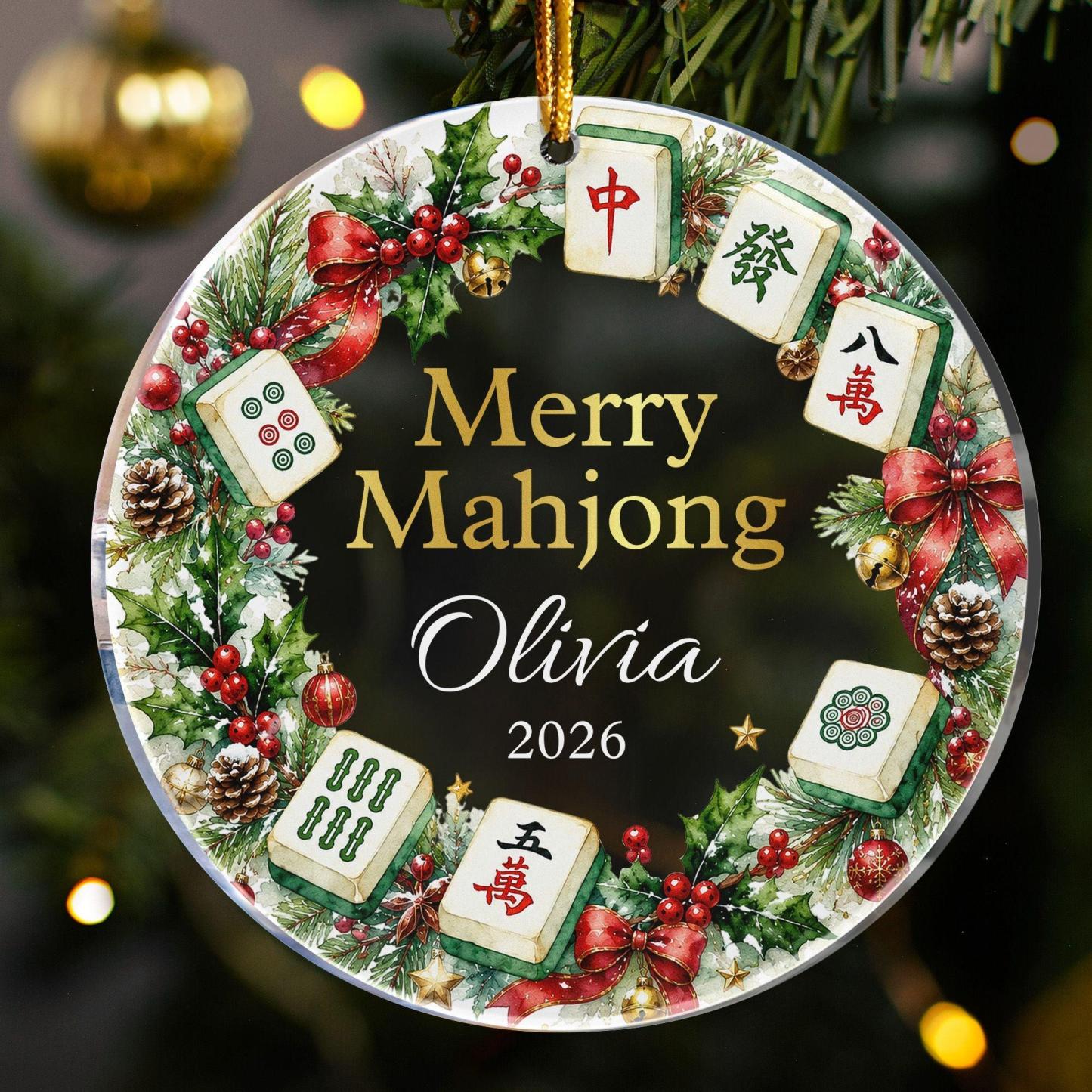 Merry Mahjong Gift For Mahjong Girls, Mahjong Lovers - Personalized Ornament - MyPhotoSocksAu