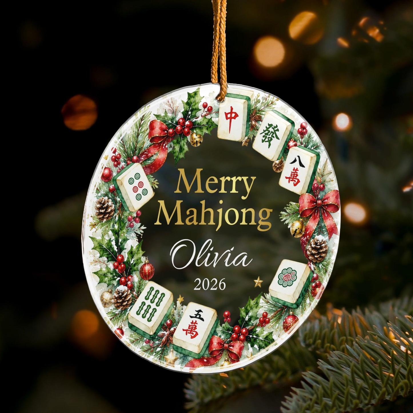 Merry Mahjong Gift For Mahjong Girls, Mahjong Lovers - Personalized Ornament - MyPhotoSocksAu