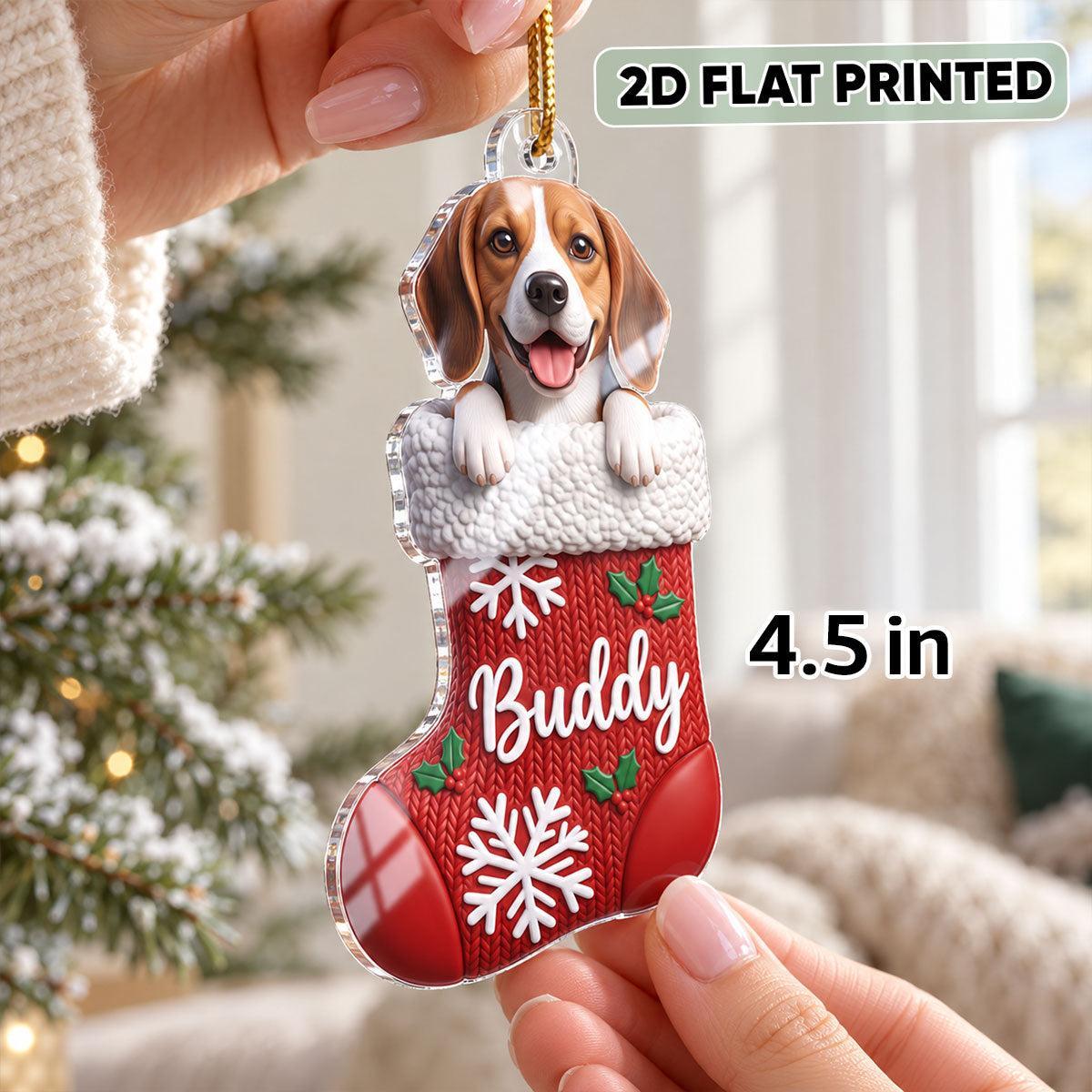 Custom Dog Cat Pet Stocking - Personalized Acrylic Ornament - Christmas Gift for Dog Cat Mom - MyPhotoSocksAu