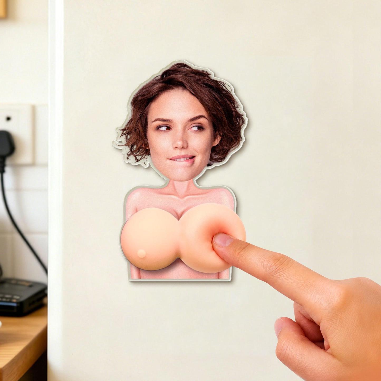 Naughty Gift For Him, Funny Anniversary Gift Upload Face - Personalized Fridge Magnet - MyPhotoSocksAu