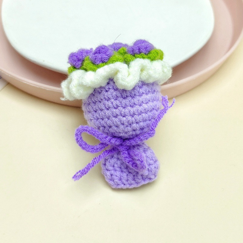 Lovely Gift Wool Knitted Bouquet Keychain Simulation Sunflower Bag Charm Pendant Graduation Gift - MyPhotoSocksAu