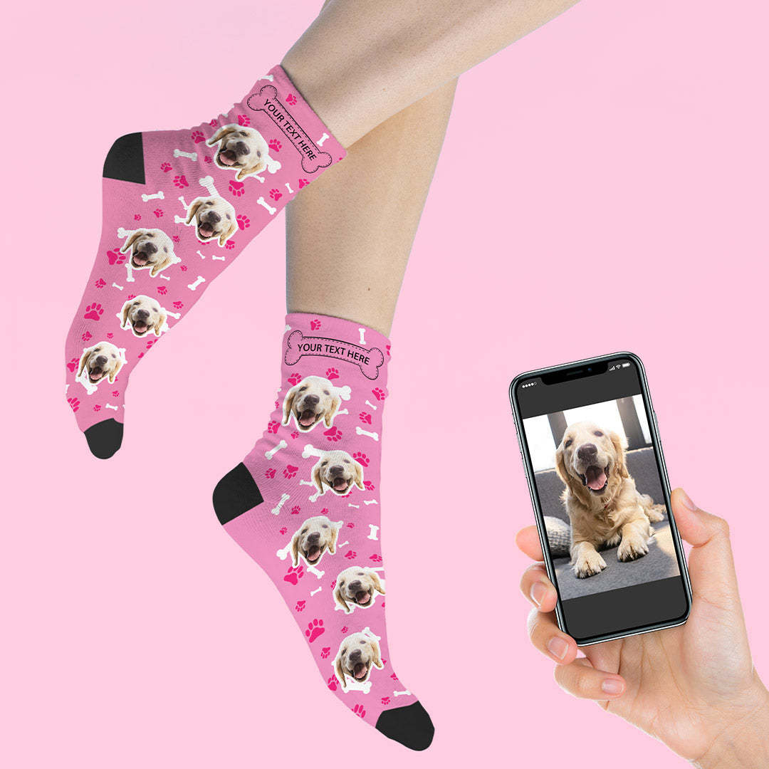 Custom Photo Socks Dog With Your Text