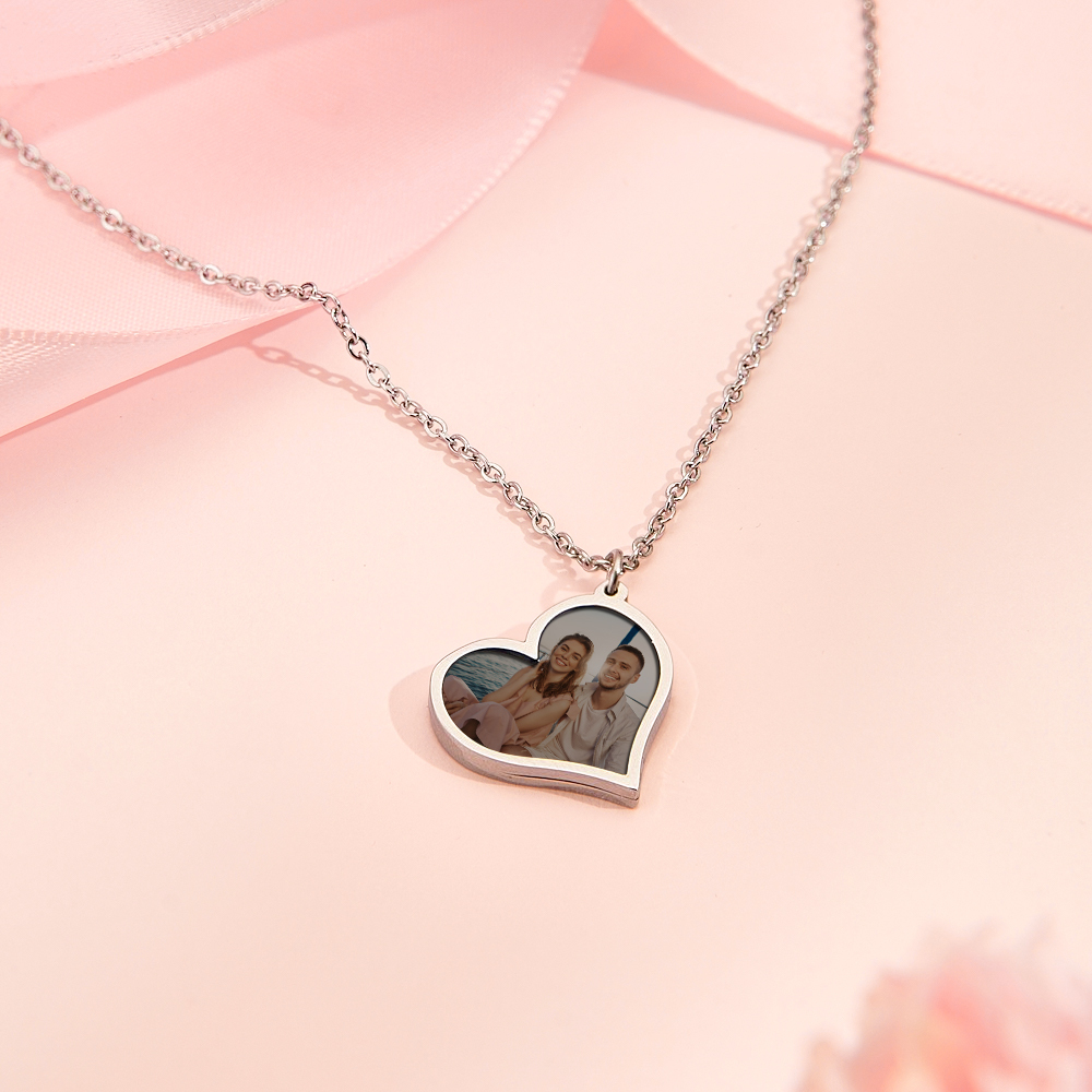 Personalised PhotoTemperature-Sensitivel Color-Changing Heart Necklace Photo Gift Necklace for Lover - MyPhotoSocksAu