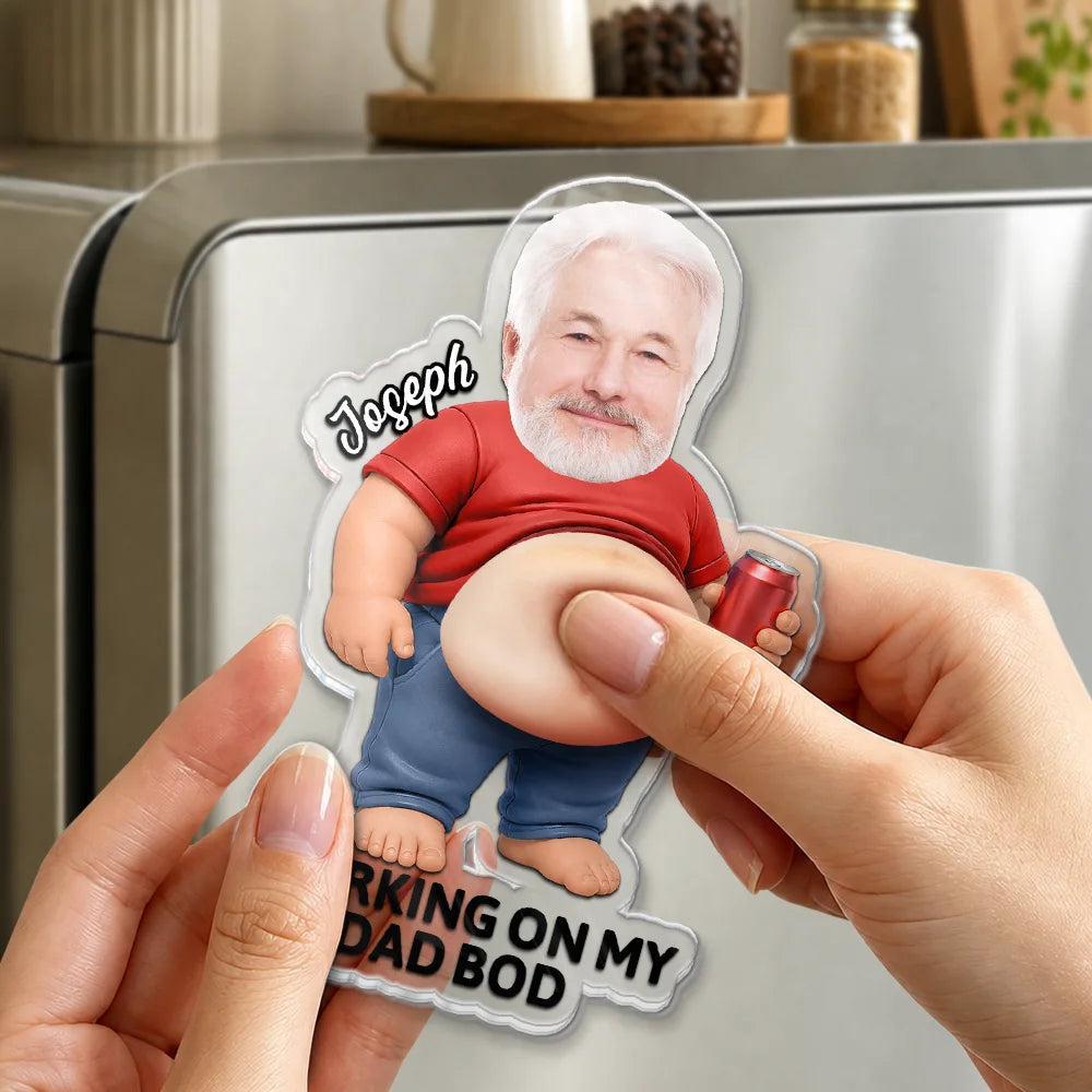 Poke Dad Bod Belly - Personalized Squishy Acrylic Fridge Magnet - MyPhotoSocksAu