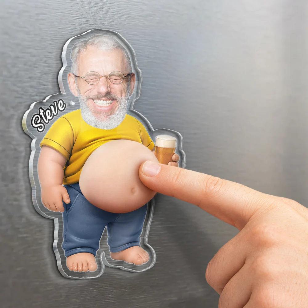 Poke Dad Bod Belly - Personalized Squishy Acrylic Fridge Magnet - MyPhotoSocksAu