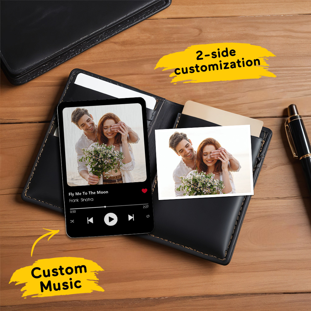 Custom Favorite Song Metal Wallet Card Personalized Aluminum Photo Wallet Card Gifts For Dad - MyPhotoSocksAu