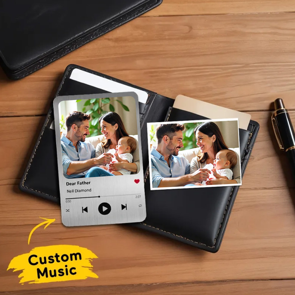 Custom Favorite Song Metal Wallet Card Personalized Aluminum Photo Wallet Card Gifts For Dad - MyPhotoSocksAu