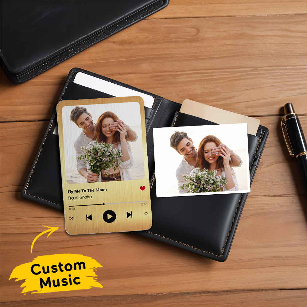 Custom Favorite Song Metal Wallet Card Personalized Aluminum Photo Wallet Card Gifts For Dad - MyPhotoSocksAu