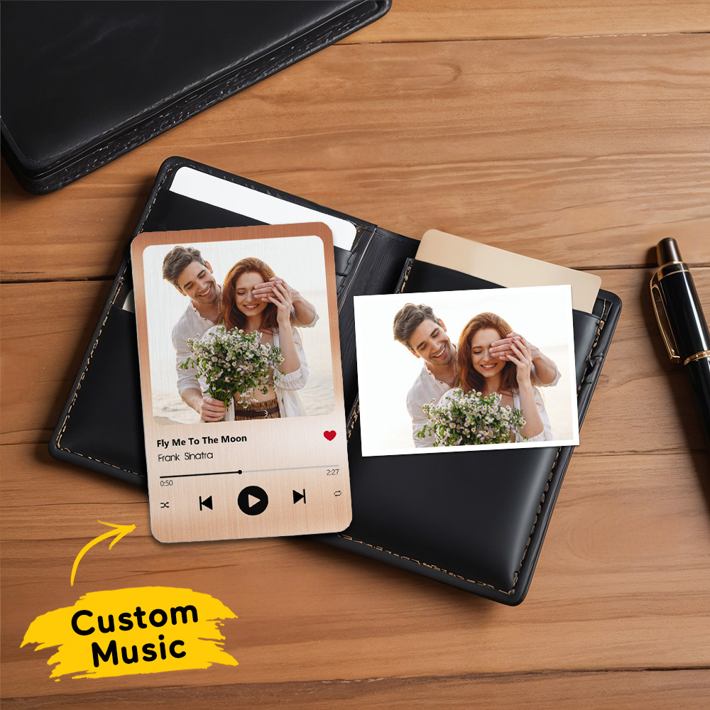 Custom Favorite Song Metal Wallet Card Personalized Aluminum Photo Wallet Card Gifts For Dad - MyPhotoSocksAu