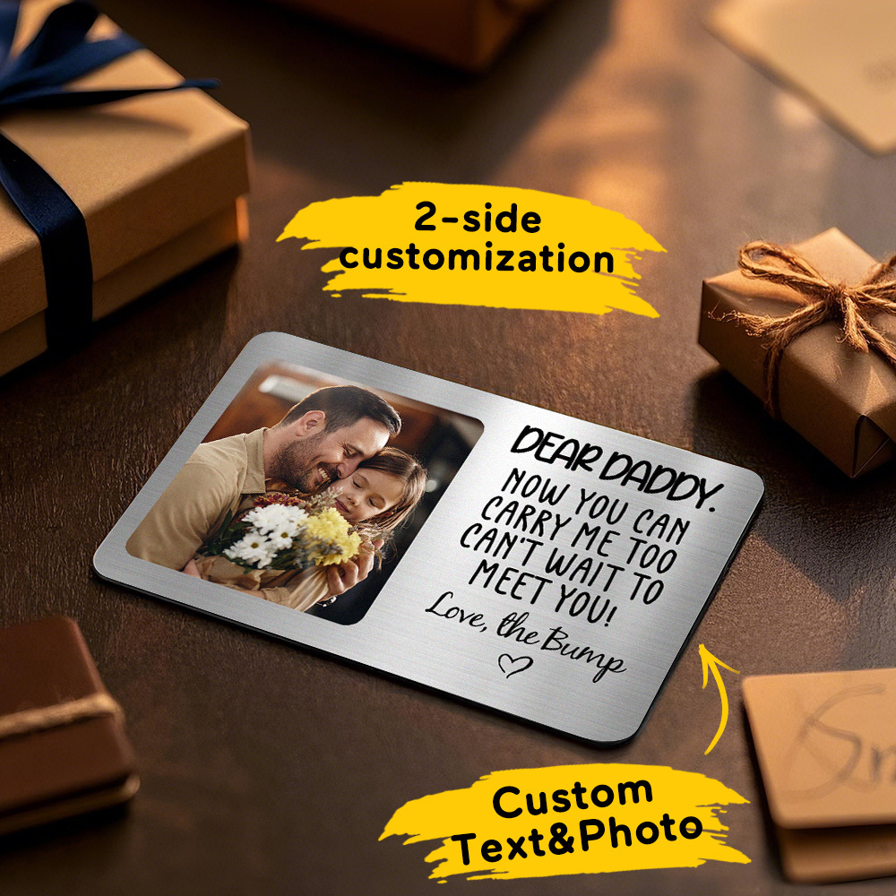 Custom Metal Wallet Card DEAR DADDY Personalized Aluminum Photo Wallet Card Love Bank - MyPhotoSocksAu