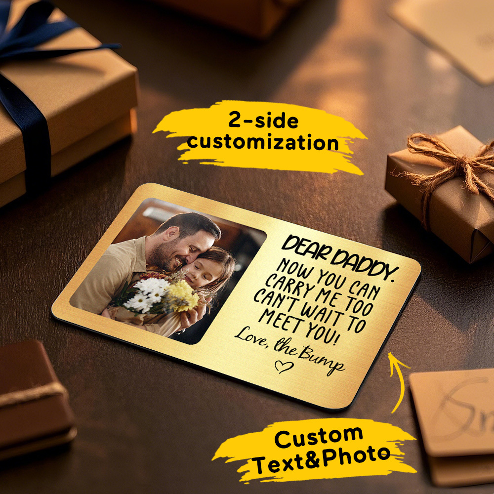 Custom Metal Wallet Card DEAR DADDY Personalized Aluminum Photo Wallet Card Love Bank - MyPhotoSocksAu