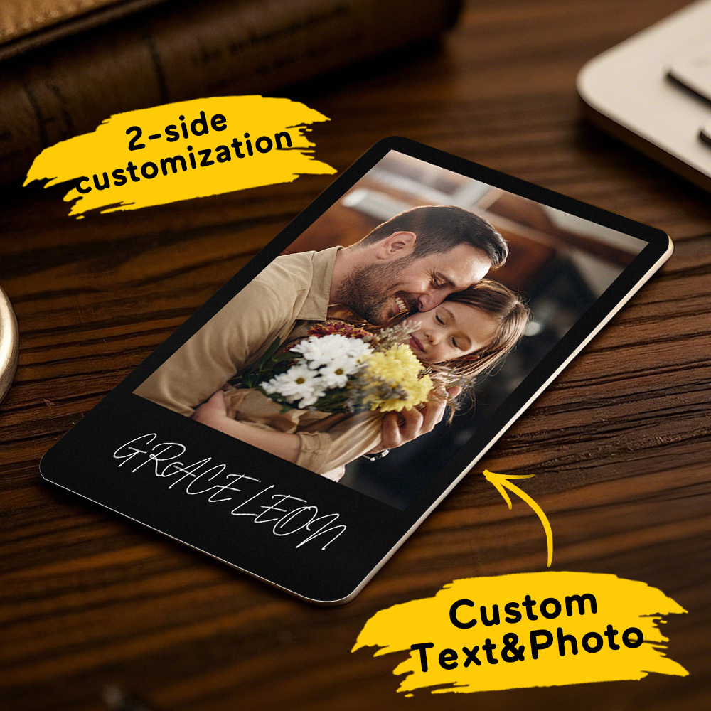 Custom Metal Wallet Card Personalized Aluminum Photo Wallet Card Father's Day Gift - MyPhotoSocksAu