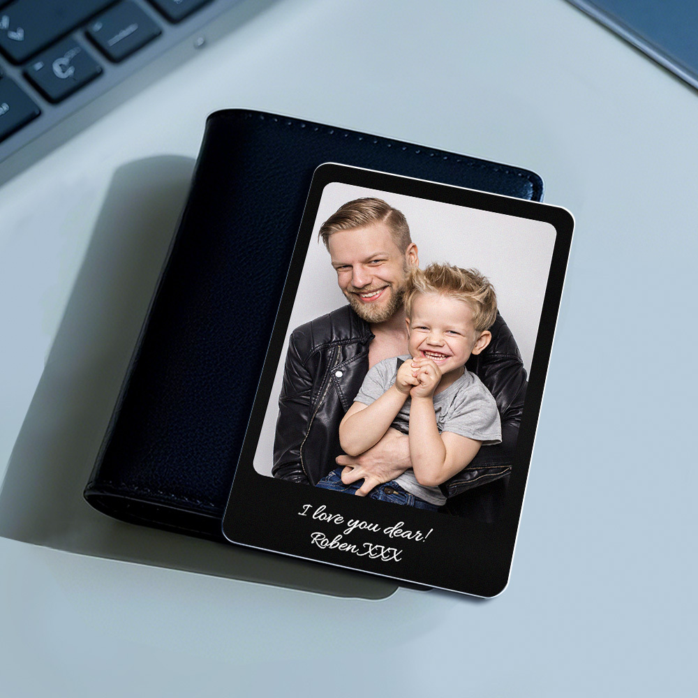 Custom Metal Wallet Card Personalized Aluminum Photo Wallet Card Father's Day Gifts - MyPhotoSocksAu