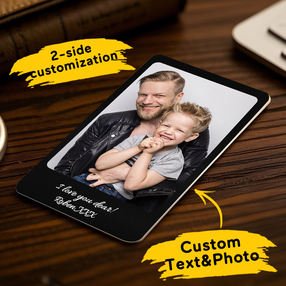 Custom Metal Wallet Card Personalized Aluminum Photo Wallet Card Father's Day Gifts - MyPhotoSocksAu