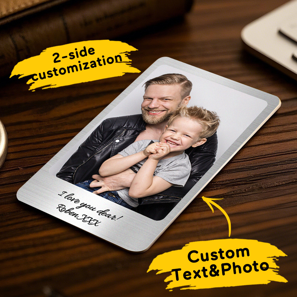 Custom Metal Wallet Card Personalized Aluminum Photo Wallet Card Father's Day Gifts - MyPhotoSocksAu