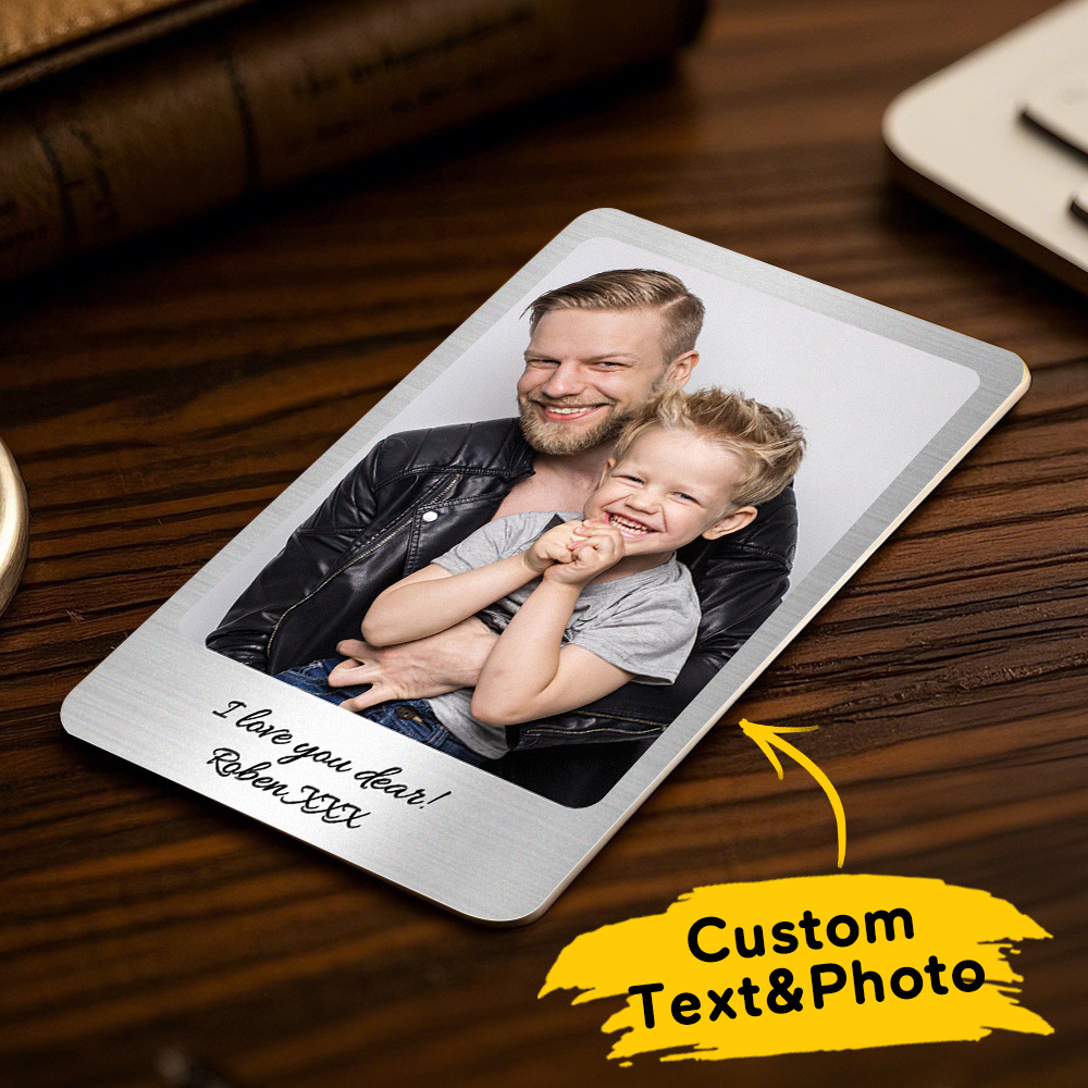 Custom Metal Wallet Card Personalized Aluminum Photo Wallet Card Father's Day Gifts - MyPhotoSocksAu