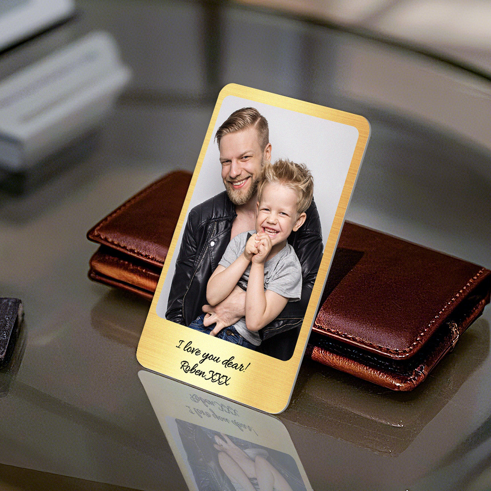 Custom Metal Wallet Card Personalized Aluminum Photo Wallet Card Father's Day Gifts - MyPhotoSocksAu