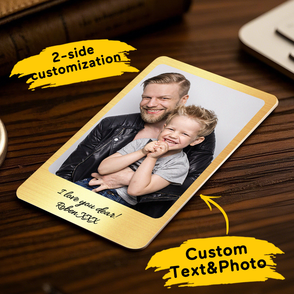 Custom Metal Wallet Card Personalized Aluminum Photo Wallet Card Father's Day Gifts - MyPhotoSocksAu