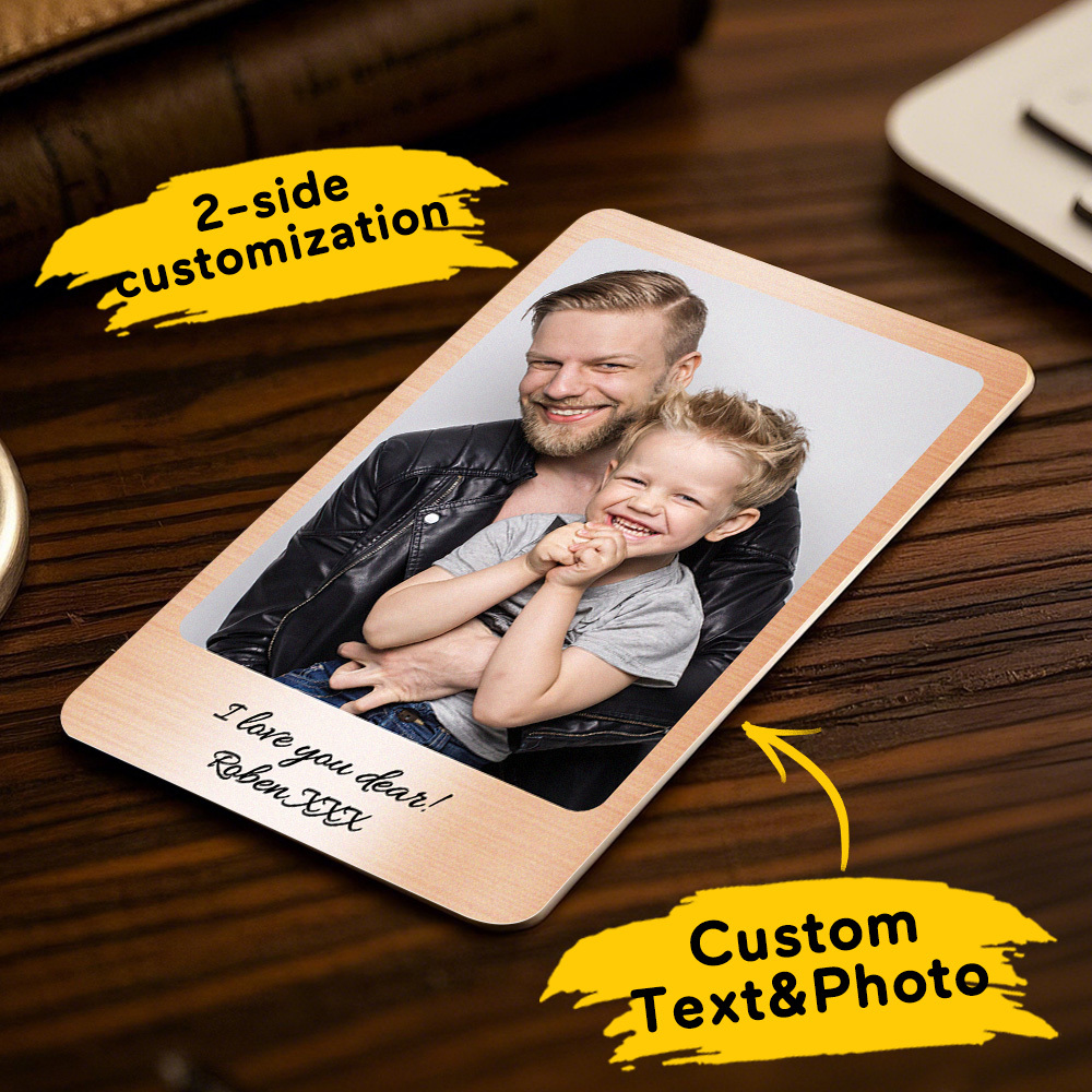 Custom Metal Wallet Card Personalized Aluminum Photo Wallet Card Father's Day Gifts - MyPhotoSocksAu