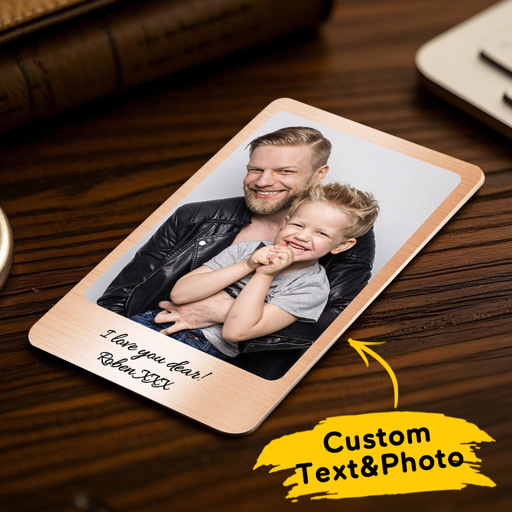 Custom Metal Wallet Card Personalized Aluminum Photo Wallet Card Father's Day Gifts - MyPhotoSocksAu
