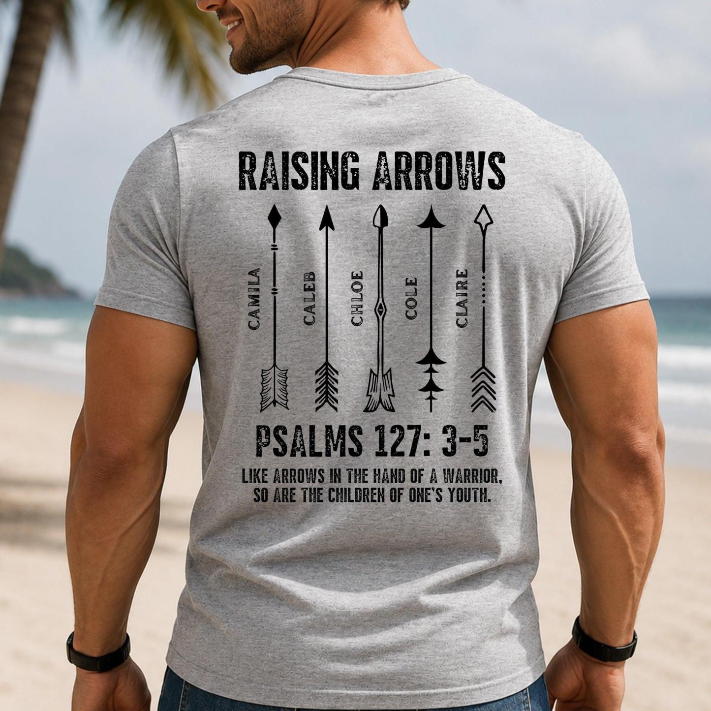 Raising Arrows Christian Father's Day Gift For Dad, Husband With Kids' Names - Personalized Shirt - MyPhotoSocksAu