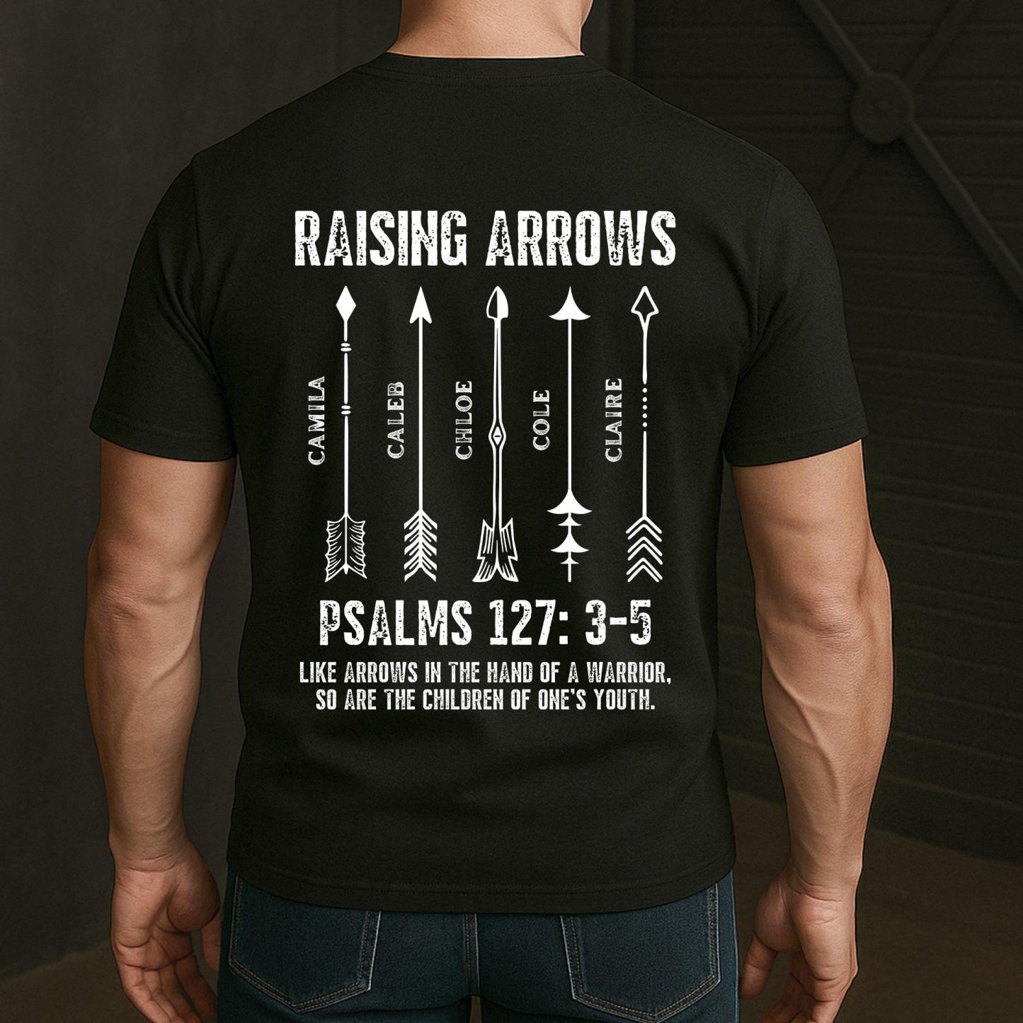 Raising Arrows Christian Father's Day Gift For Dad, Husband With Kids' Names - Personalized Shirt - MyPhotoSocksAu