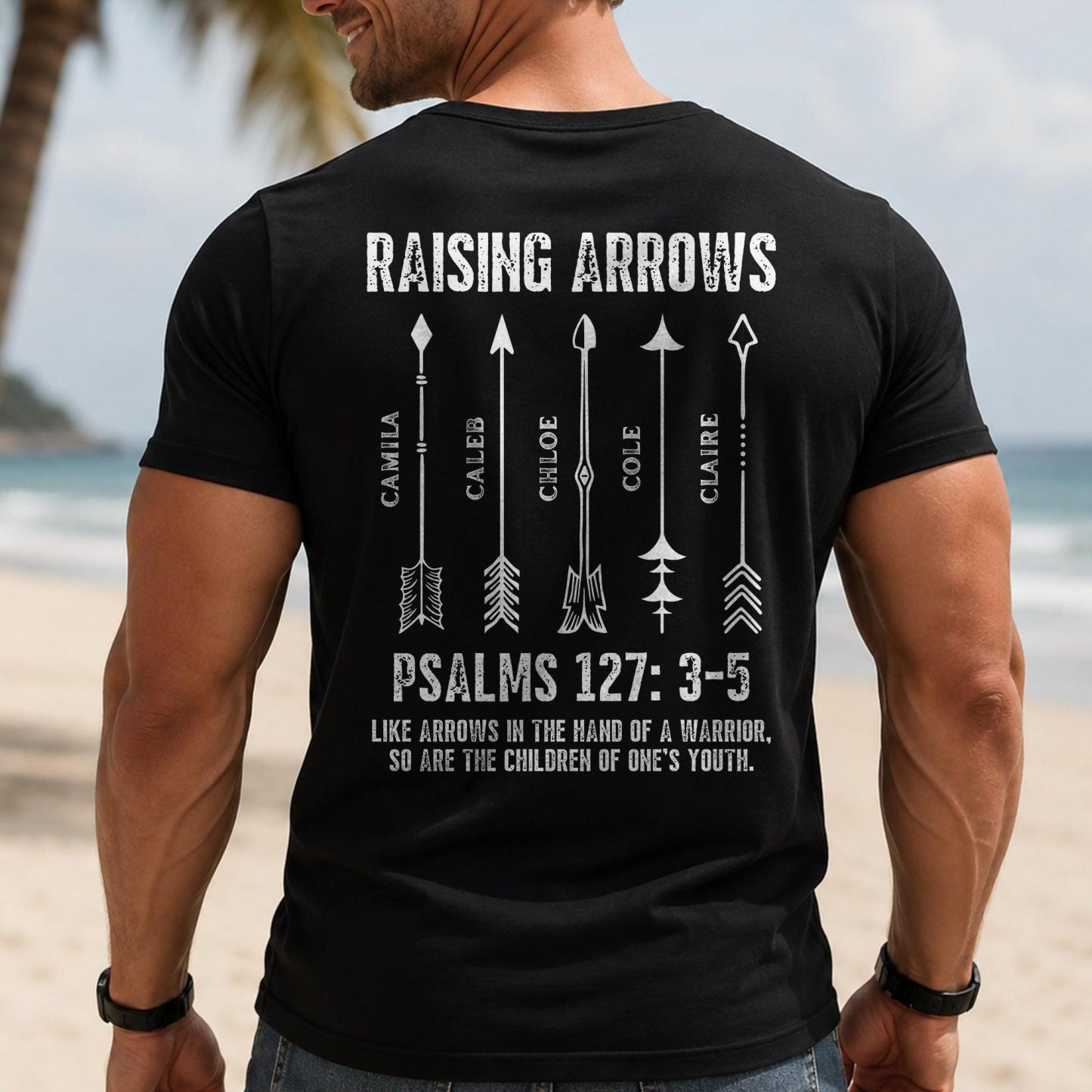 Raising Arrows Christian Father's Day Gift For Dad, Husband With Kids' Names - Personalized Shirt - MyPhotoSocksAu