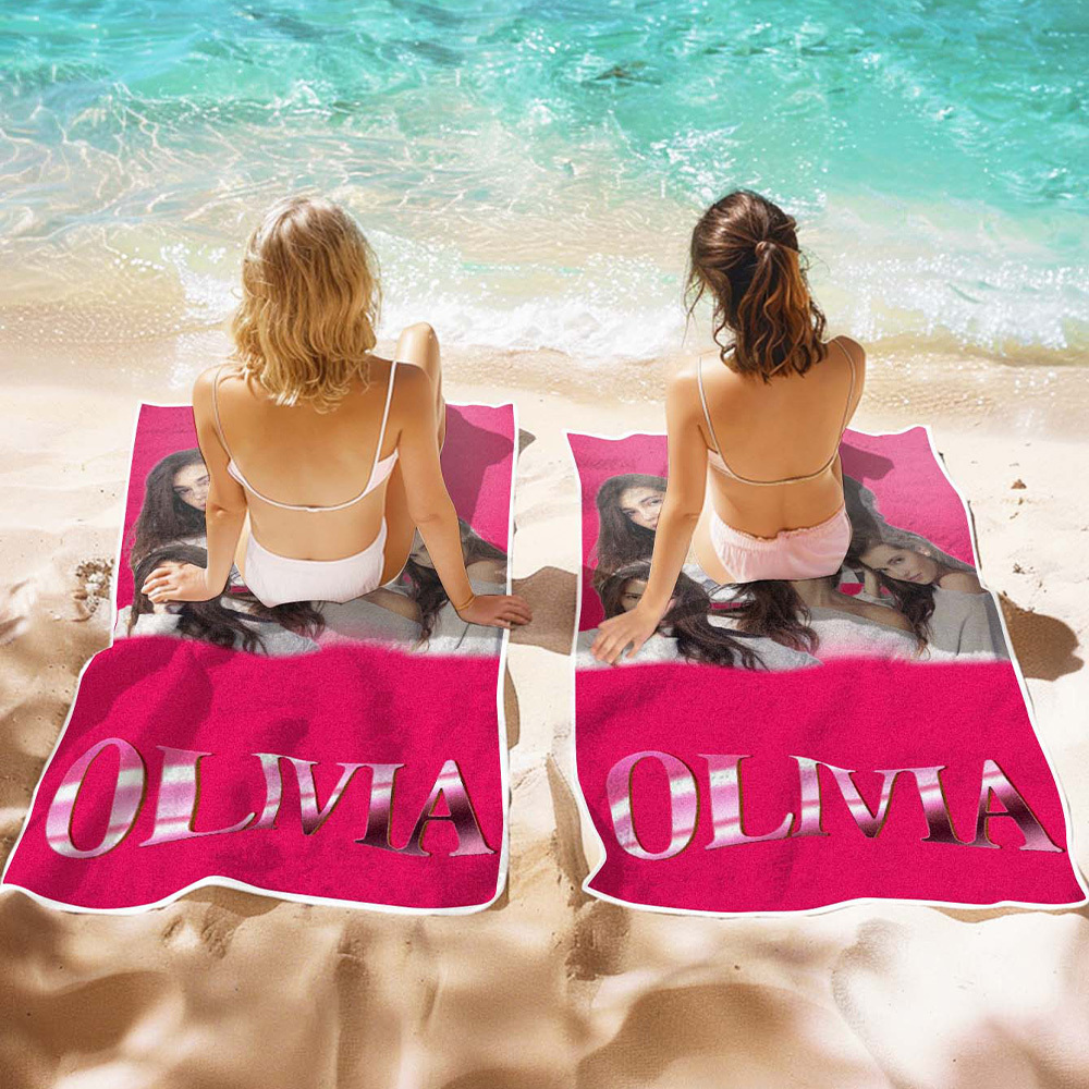 Custom Photo Beach Towel Muti-face Colored Beach Towel Summer Funny Gift Idea Pink Beach Towerl - MyPhotoSocksAu