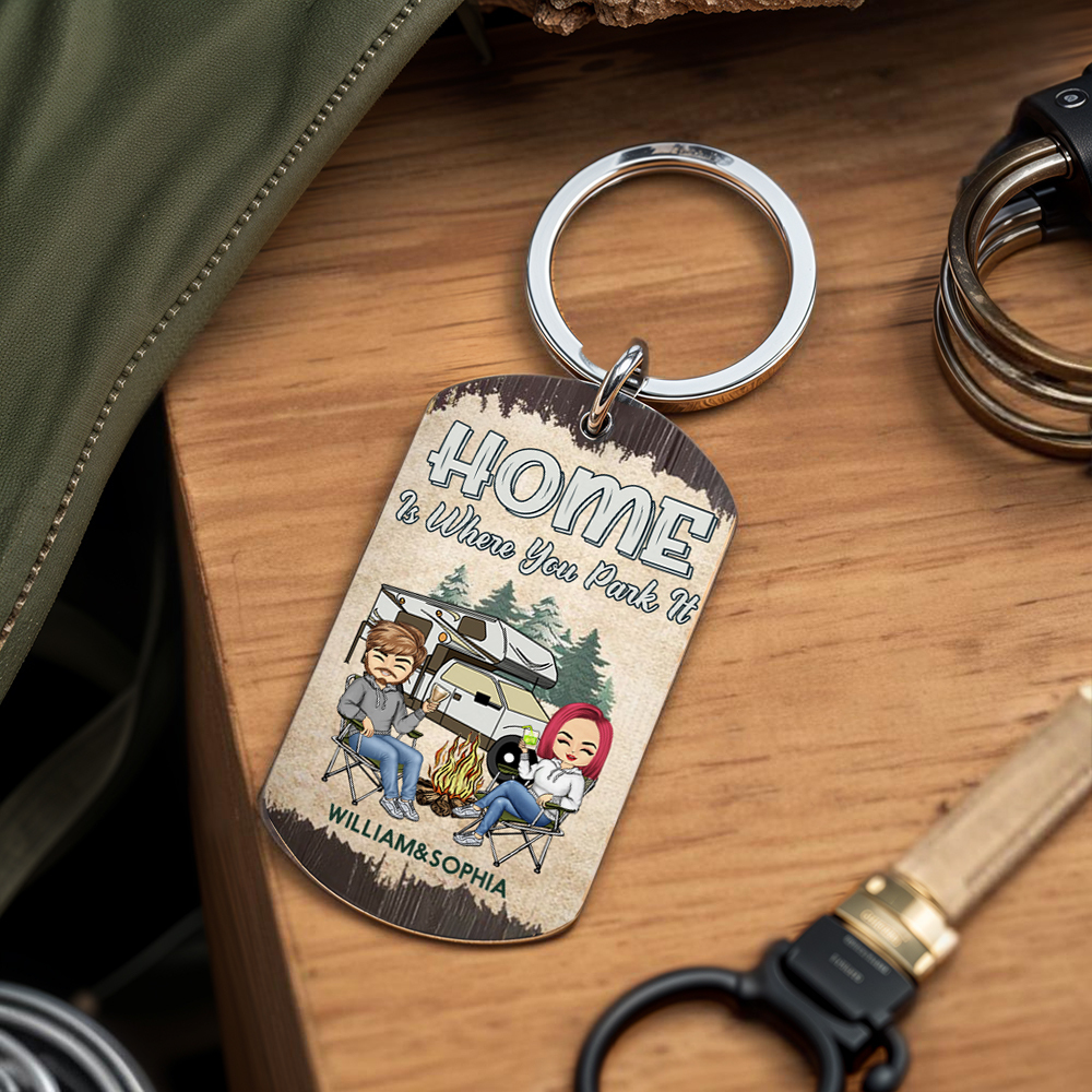 Personalized Aluminum Keychain Keys To The Camper - Anniversary, Loving Gifts For Couples, Husband, Wife, Camping Lovers - MyPhotoSocksAu