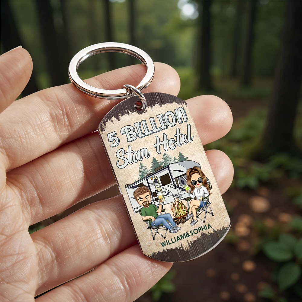 Personalized Aluminum Keychain Keys To The Camper - Anniversary, Loving Gifts For Couples, Husband, Wife, Camping Lovers - MyPhotoSocksAu