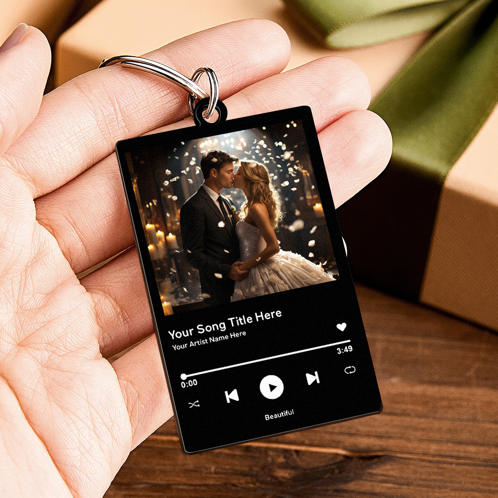 Custom Acrylic Musci Keychain Photo and Text Acrylic Keychain Creative Gifts Christmas Gift Keychain - MyPhotoSocksAu