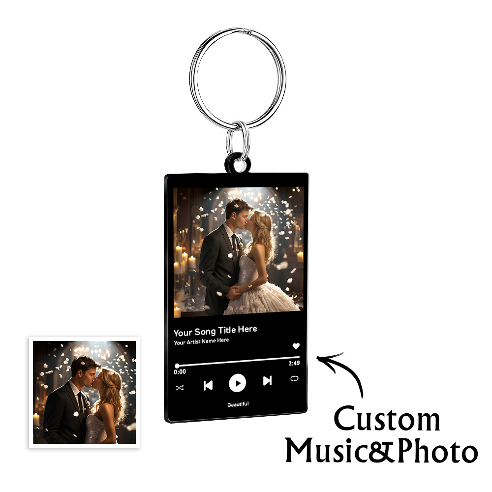 Custom Acrylic Musci Keychain Photo and Text Acrylic Keychain Creative Gifts Christmas Gift Keychain - MyPhotoSocksAu