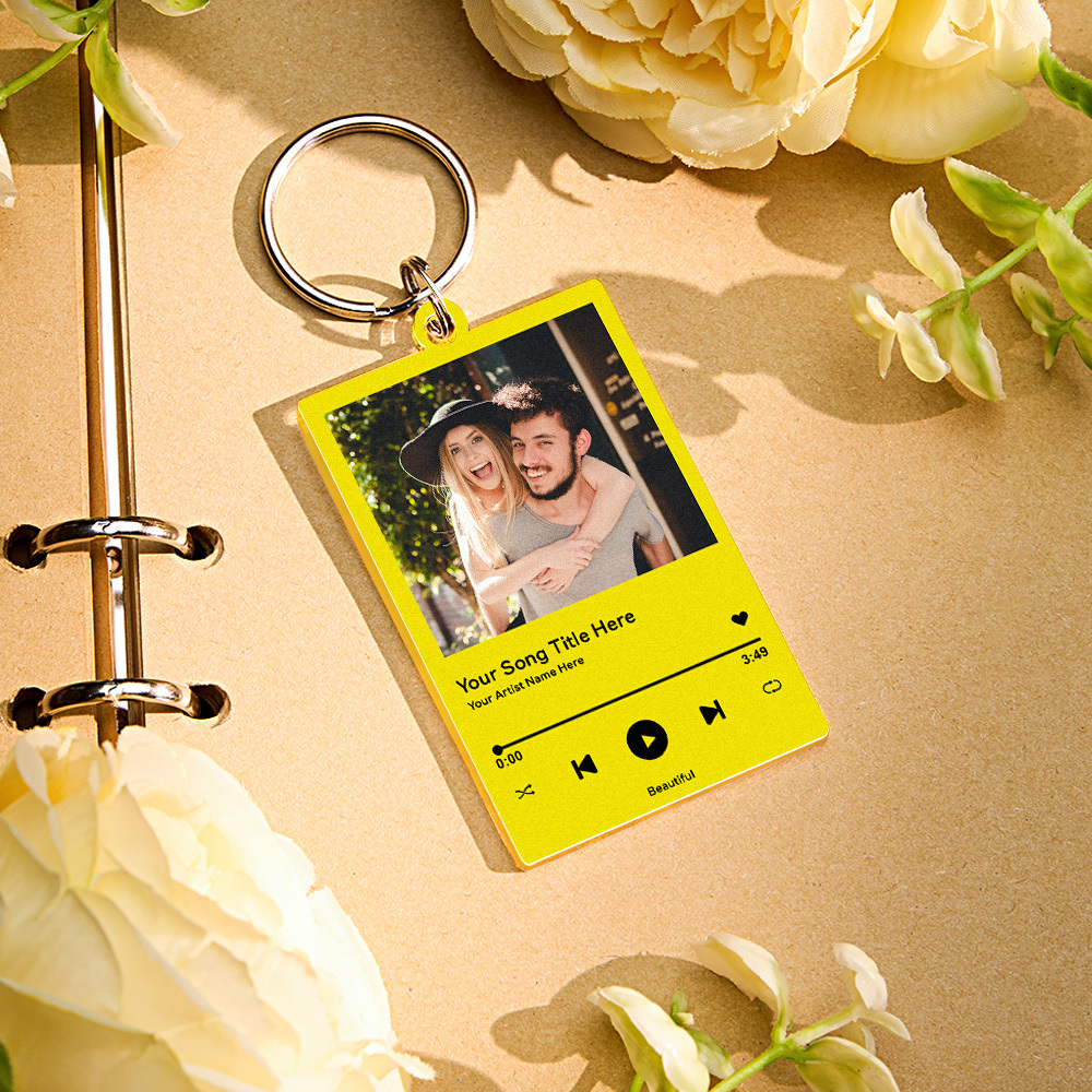 Custom Acrylic Musci Keychain Photo and Text Acrylic Keychain Creative Gifts Christmas Gift Keychain - MyPhotoSocksAu