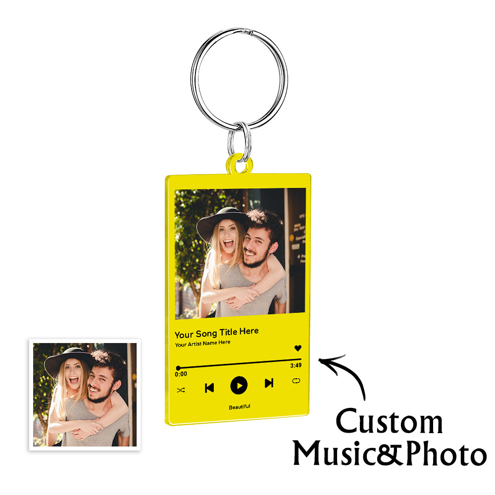 Custom Acrylic Musci Keychain Photo and Text Acrylic Keychain Creative Gifts Christmas Gift Keychain - MyPhotoSocksAu