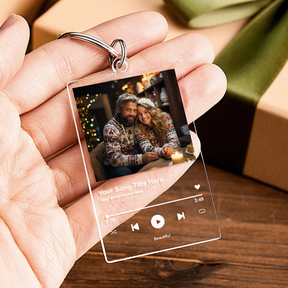 Custom Acrylic Musci Keychain Photo and Text Acrylic Keychain Creative Gifts Christmas Gift Keychain - MyPhotoSocksAu