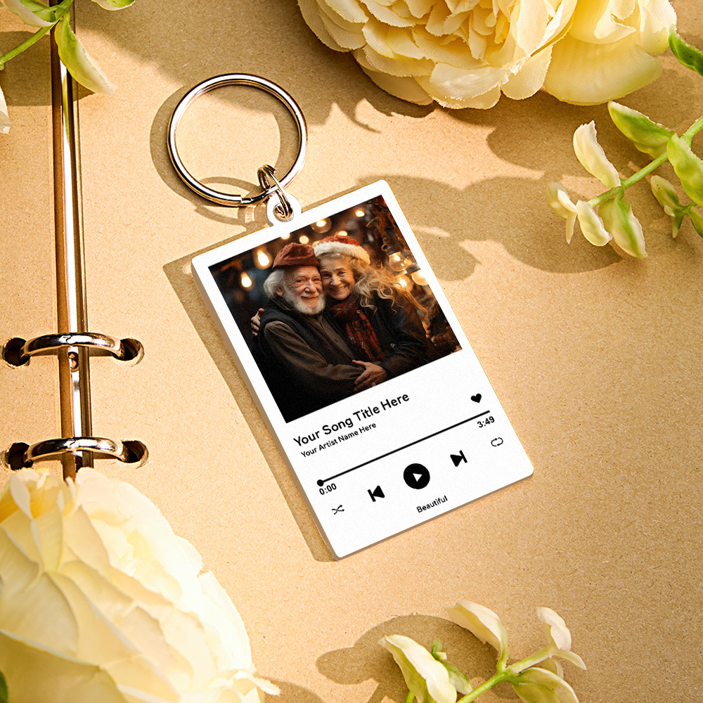 Custom Acrylic Musci Keychain Photo and Text Acrylic Keychain Creative Gifts Christmas Gift Keychain - MyPhotoSocksAu