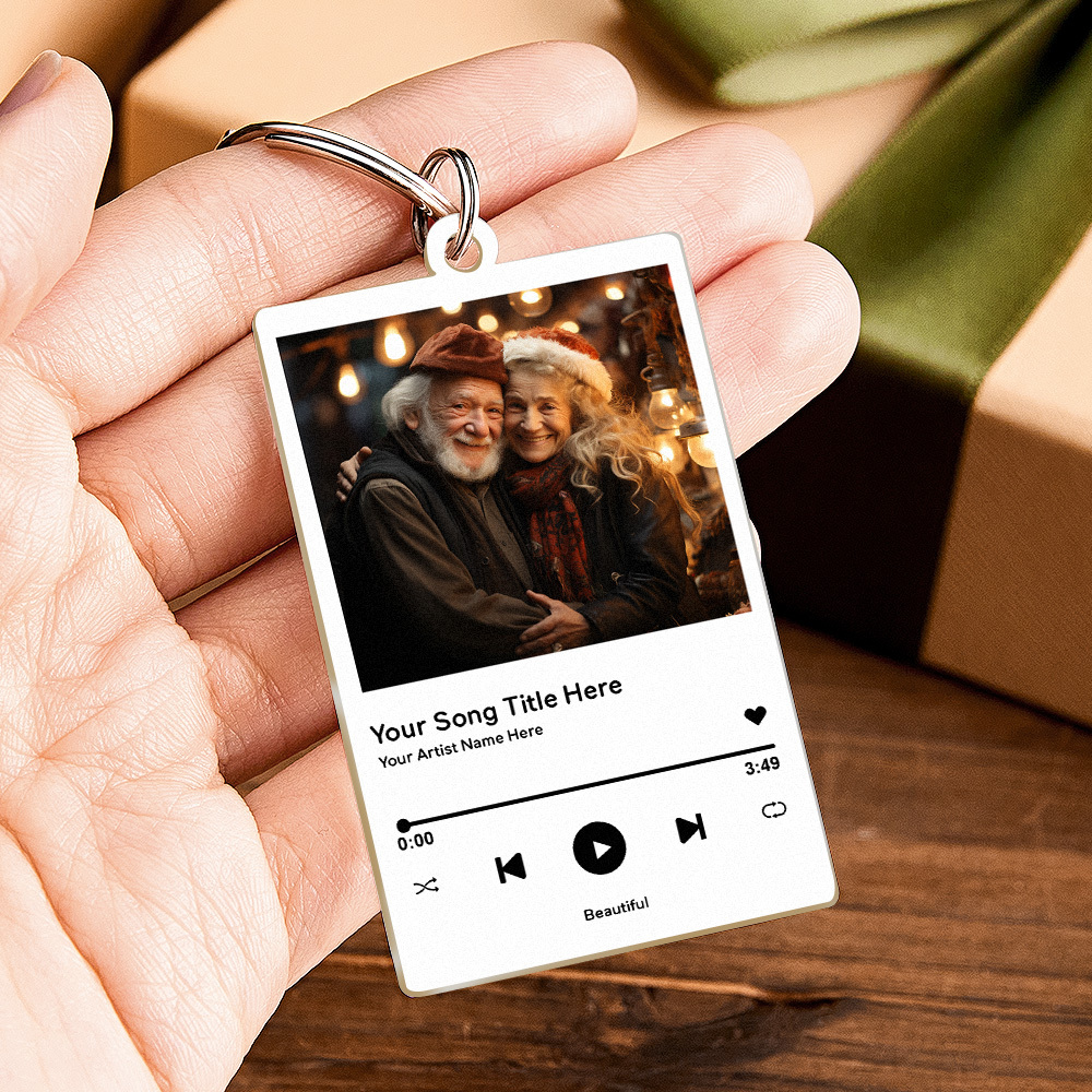 Custom Acrylic Musci Keychain Photo and Text Acrylic Keychain Creative Gifts Christmas Gift Keychain - MyPhotoSocksAu