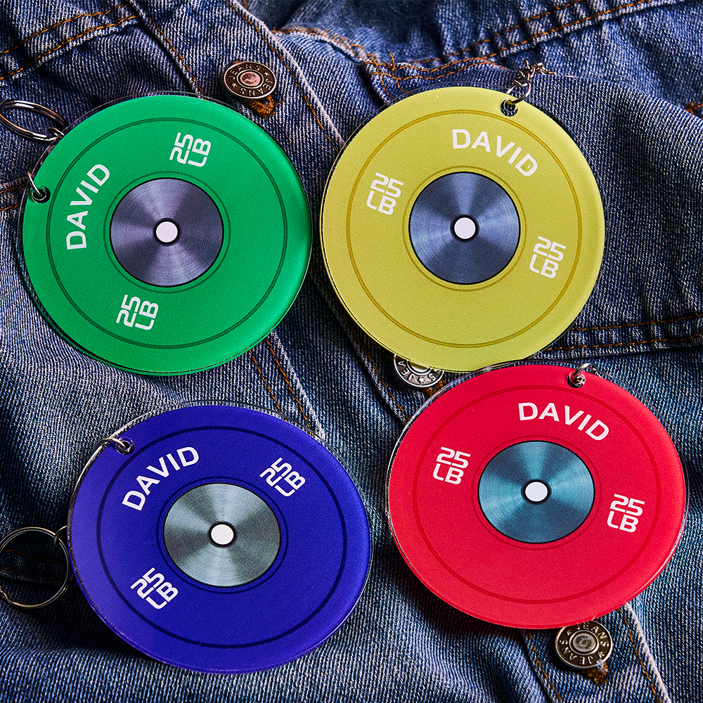 Weight Plate Personalized Keychain, Bumper Plate, Gift For Lifter, Bodybuilder, Gymer, Weightlifting Lover Gift, Weightlifting Keychain - MyPhotoSocksAu