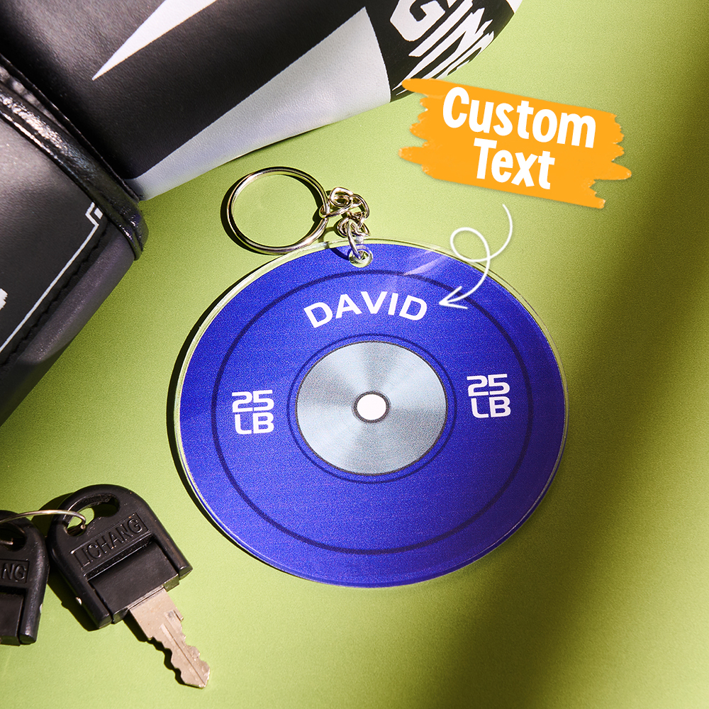 Weight Plate Personalized Keychain, Bumper Plate, Gift For Lifter, Bodybuilder, Gymer, Weightlifting Lover Gift, Weightlifting Keychain - MyPhotoSocksAu
