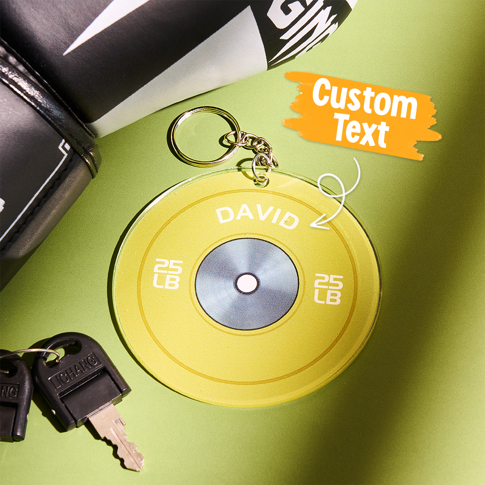 Weight Plate Personalized Keychain, Bumper Plate, Gift For Lifter, Bodybuilder, Gymer, Weightlifting Lover Gift, Weightlifting Keychain - MyPhotoSocksAu