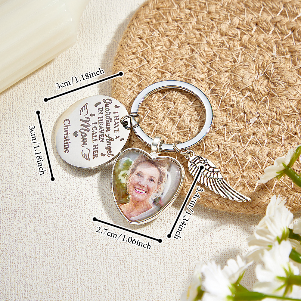 Personalized Photo KeyChain I Have An Angel Watching Over Me Mother's Day - MyPhotoSocksAu