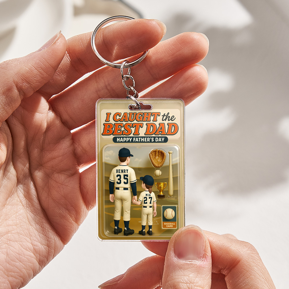 Father's Day 3D Effect Action Figure Pack Packaging Toy Box Style Art Gift Personalized Acrylic Keychain Gift - MyPhotoSocksAu