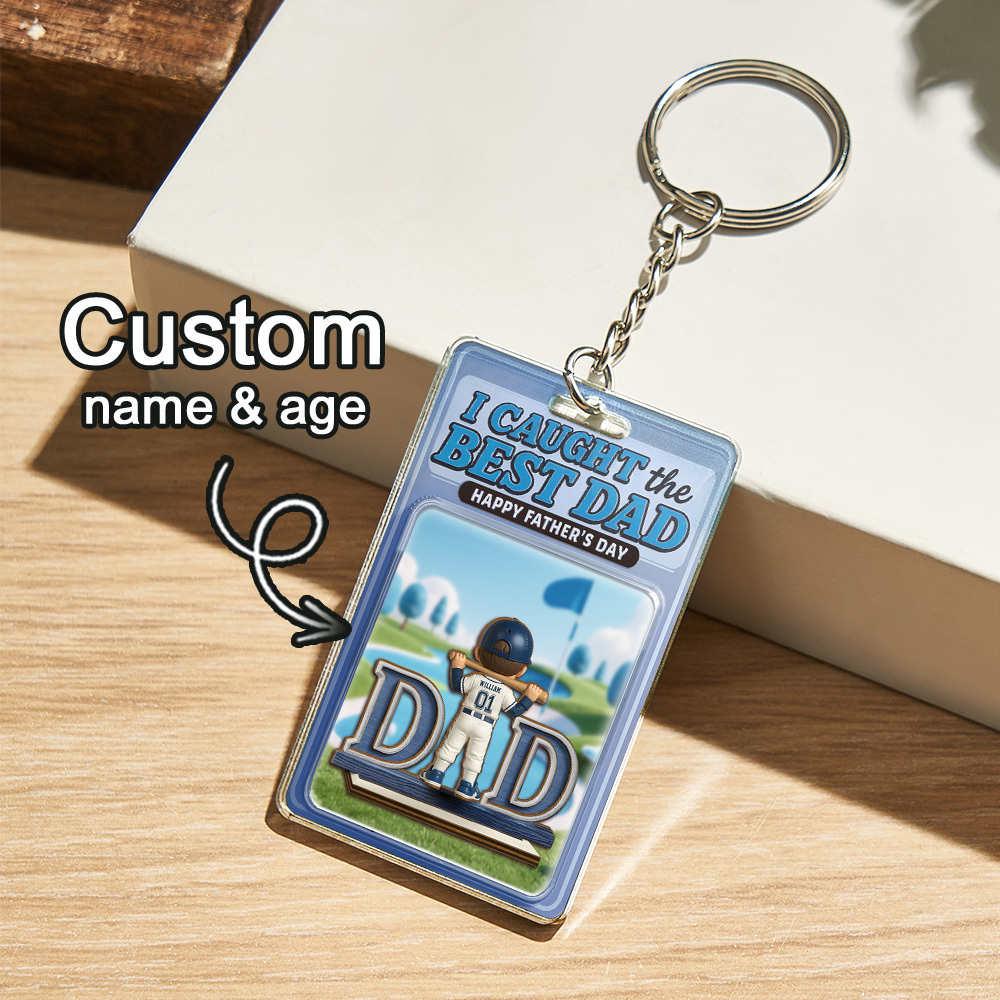 Father's Day 3D Effect Action Figure Pack Packaging Toy Box Style Art Gift Personalized Acrylic Keychain Gift - MyPhotoSocksAu