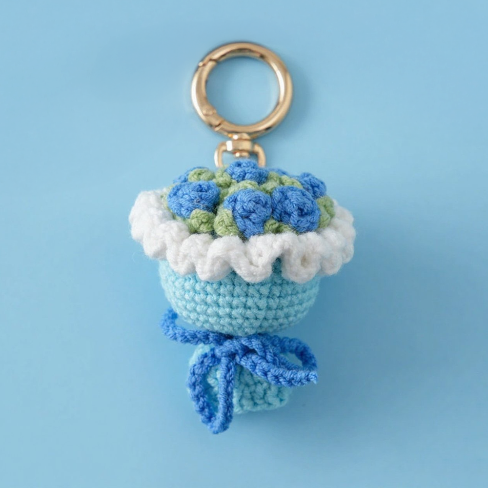 Lovely Gift Wool Knitted Bouquet Keychain Simulation Sunflower Bag Charm Pendant Graduation Gift - MyPhotoSocksAu