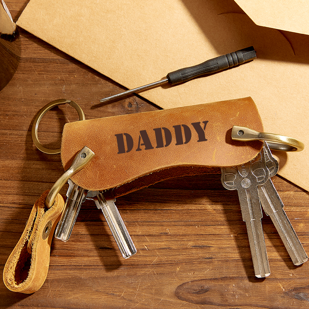 Personalized LEATHER KEYCHAIN Holder Key Chain Car Accessories Keychain Groomsmen Gift for Him Dad Men Gift for Birthday Custom Engraved