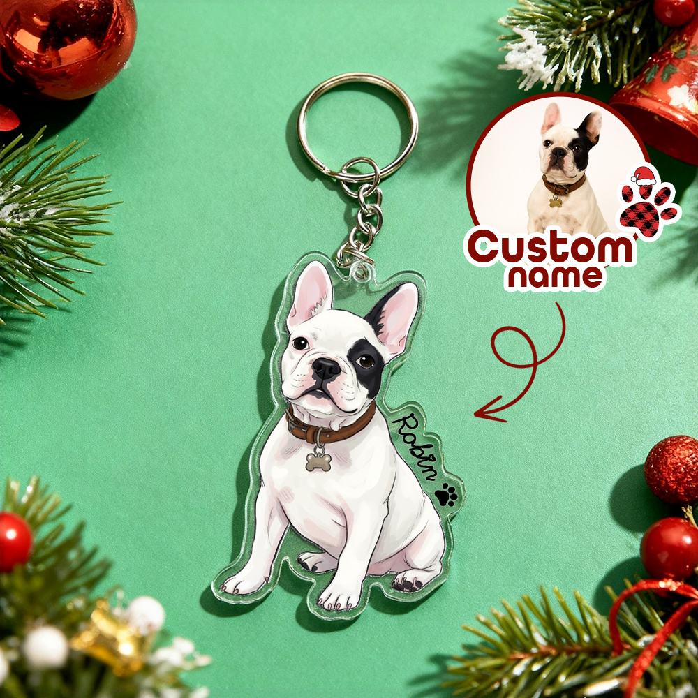 Christmas Gifts Custom Cartoon Cat Keychain Personalized Acrylic Cartoon Keychain Photo Bag Charm Unique Keepsake Gift For Pet Owner