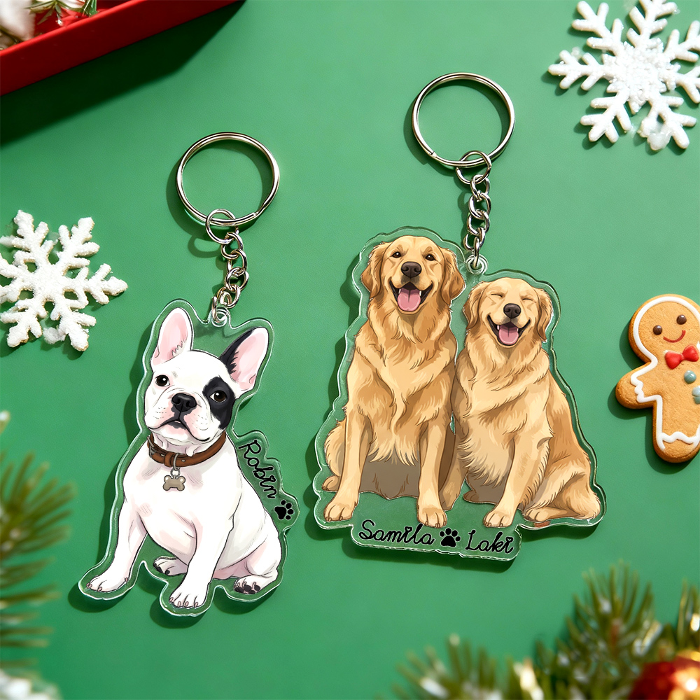 Christmas Gifts Custom Cartoon Cat Keychain Personalized Acrylic Cartoon Keychain Photo Bag Charm Unique Keepsake Gift For Pet Owner