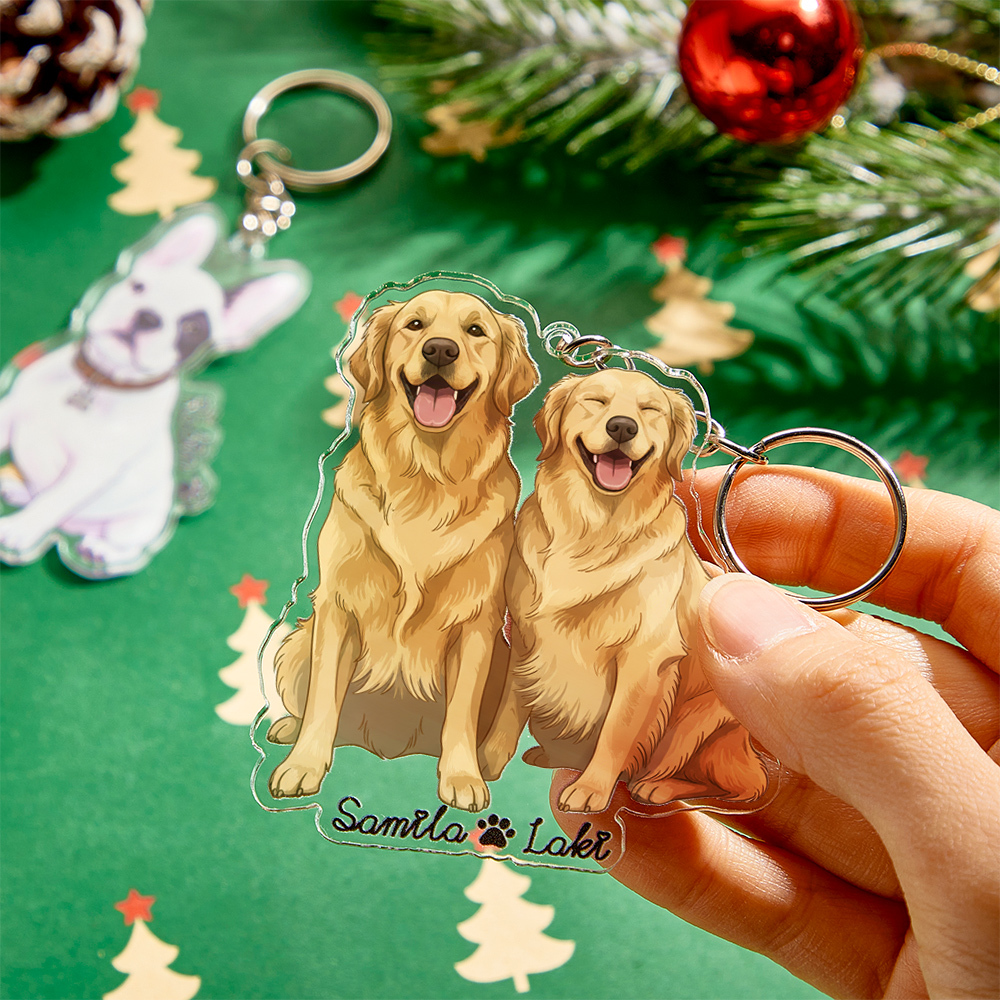 Christmas Gifts Custom Cartoon Cat Keychain Personalized Acrylic Cartoon Keychain Photo Bag Charm Unique Keepsake Gift For Pet Owner - MyPhotoSocksAu